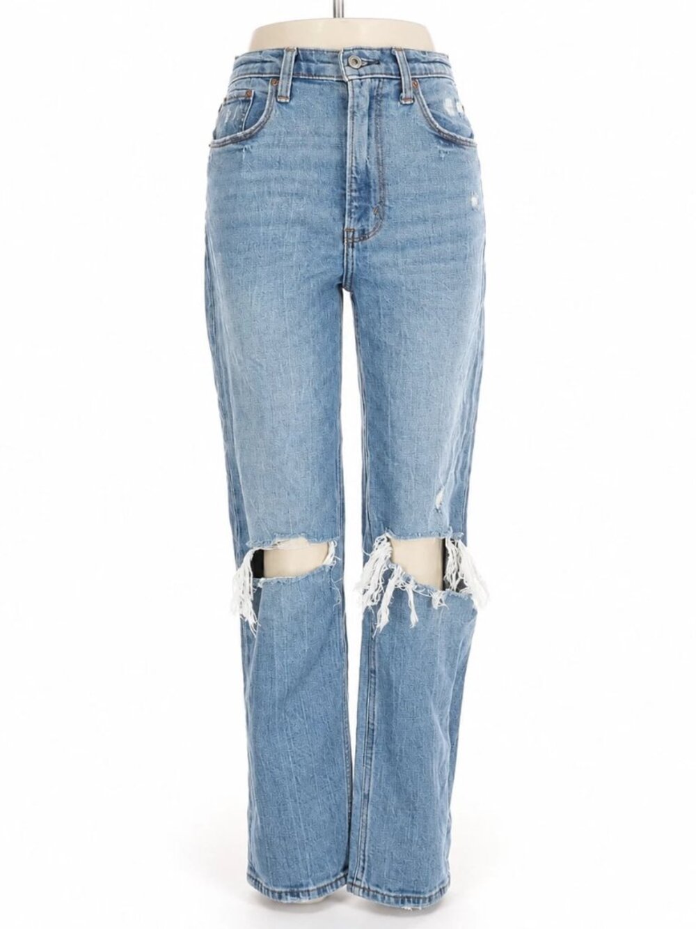 Abercrombie & Fitch Ultra High Rise Ankle Straight Jeans 26 R Ripped Distressed